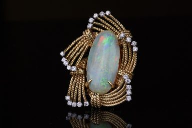 Pre-Owned Austrian Opal & Diamond Brooch