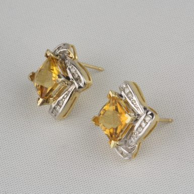 Pre-Owned-Citrine-&-Diamond-Earrings