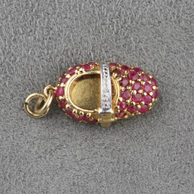 Pre-Owned-14-Karat-Gold-Diamond-Ruby-Shoe-Charm