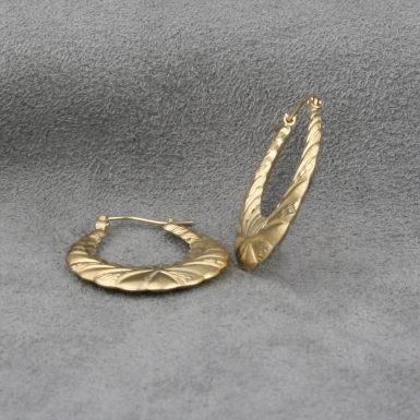 Pre-Owned-14-Karat-Yellow-Gold-Wreath-Hoop-Earrings