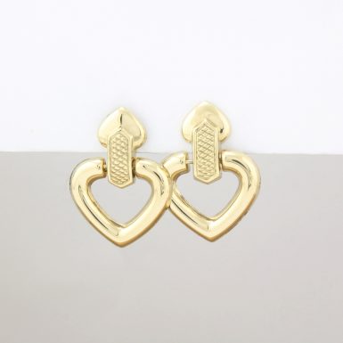 Pre-Owned 14 Karat Yellow Gold Heart Dangle Earrings