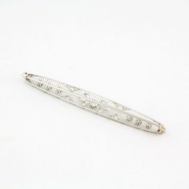 Pre-Owned Diamond and Platinum Lattice Filigree Bar Brooch