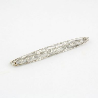 Pre-Owned Diamond and Platinum Lattice Filigree Bar Brooch