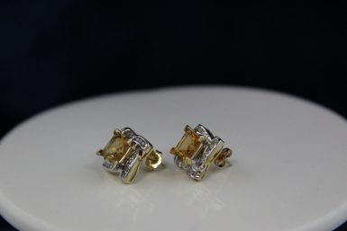 Pre-owned 14K Citrine and Diamond Earrings