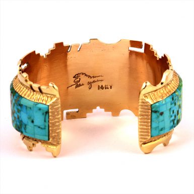 Pre-owned 14k Alvin Yellowhorse Stone Cuff