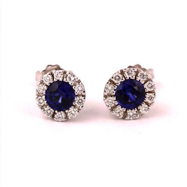 Pre-Owned 18K White Gold Sapphire and Diamond Earrings