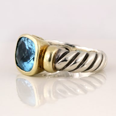 Pre-owned 18k/ss David Yurman Blue Topaz Ring