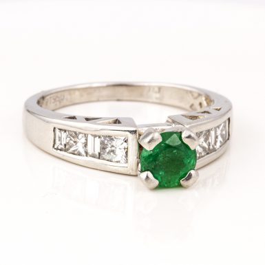 Pre-owned Platinum Emerald and Diamond Ring