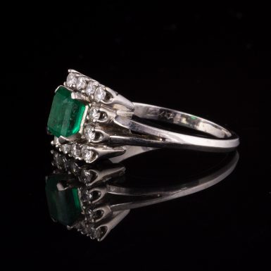 Pre-owned 14k White Gold Emerald and Diamond Ring