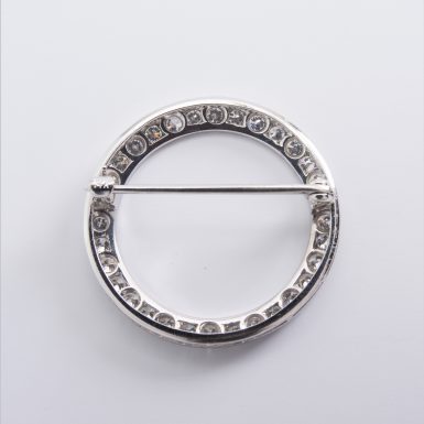 Pre-owned 14k White Gold Diamond Circle Pin