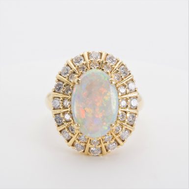 Pre-owned 18K Opal and Diamond Ring