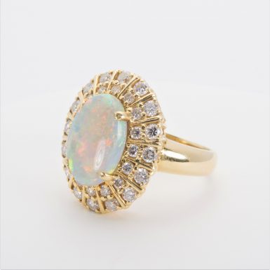 Pre-owned 18K Opal and Diamond Ring