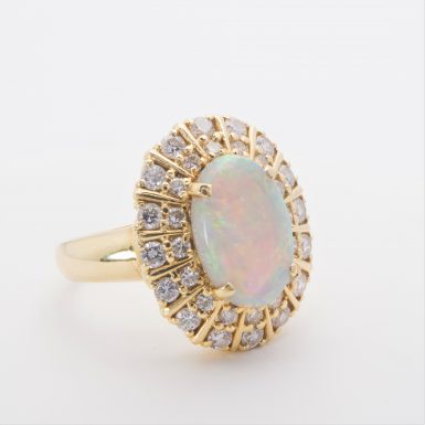 Pre-owned 18K Opal and Diamond Ring