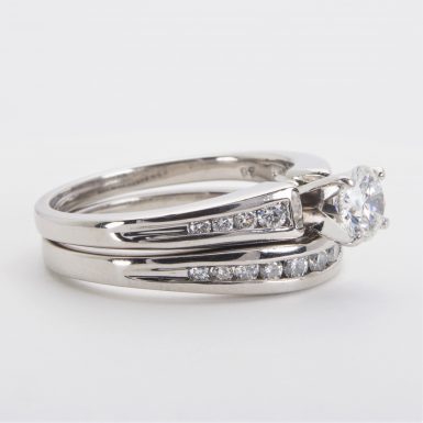 Pre-owned Platinum Diamond Engagement Ring and Wedding Band