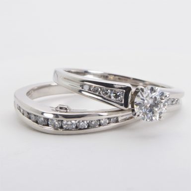 Pre-owned Platinum Diamond Engagement Ring and Wedding Band