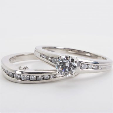 Pre-owned Platinum Diamond Engagement Ring and Wedding Band