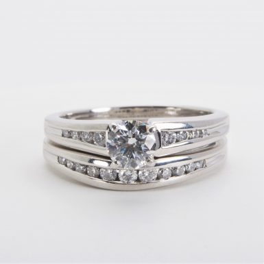 Pre-owned Platinum Diamond Engagement Ring and Wedding Band