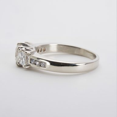 14K White Gold Three-Stone Diamond Ring