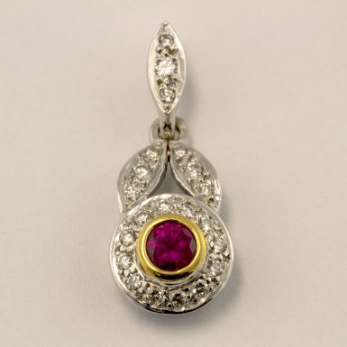 Pre-owned 18K Two-tone Ruby and Diamond Pendant