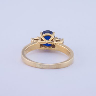 Pre-Owned 18K Classic Diamond and Sapphire Ring