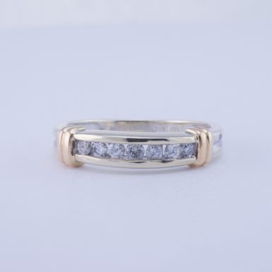 Pre-Owned 10k White Gold Diamond Band with Yellow Gold Bands, .25 Carat