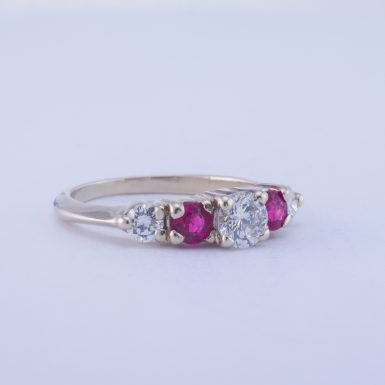 Pre-Owned 14k White Gold Diamond and Ruby Ring