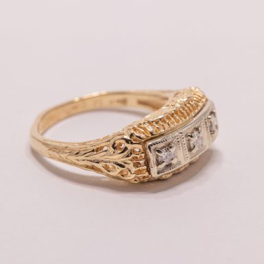 Pre-Owned 14k 3-Diamond Filigree Band