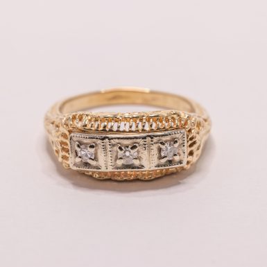 Pre-Owned 14k 3-Diamond Filigree Band