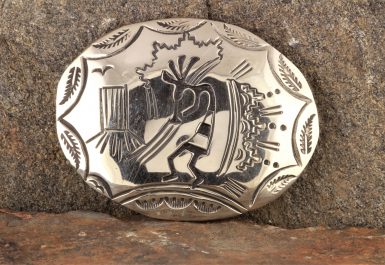 Pre-Owned Native American, Sterling Silver Kokopelli Belt Buckle, Signed: LN