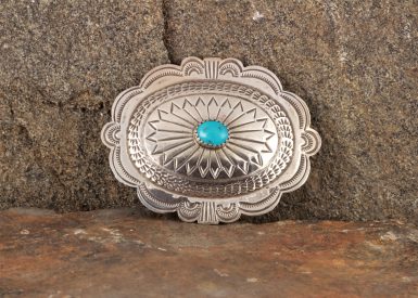 Pre-Owned Native American Sterling Silver, Shield Pin with Turquoise