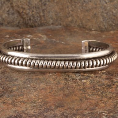 Pre-Owned Native American, Sterling Silver, Navajo Cuff Bracelet, Signed TAHE - Elaine Tahe