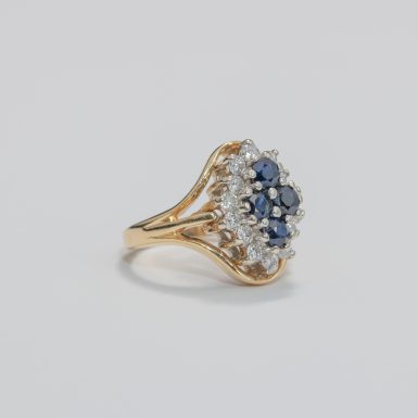 Pre-Owned 14k Sapphire and Diamond Cluster Ring