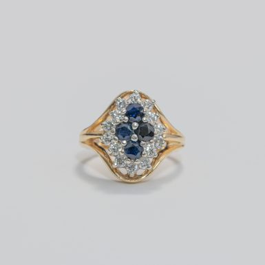 Pre-Owned 14k Sapphire and Diamond Cluster Ring