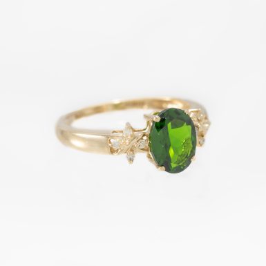 Pre-Owned 10K Chrome Diopside and Diamond Ring