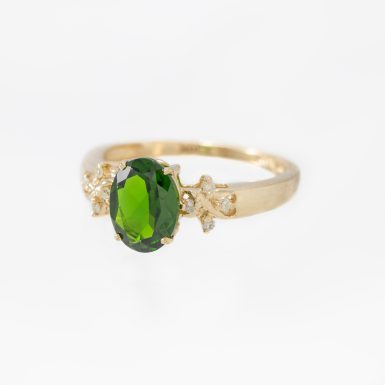 Pre-Owned 10K Chrome Diopside and Diamond Ring