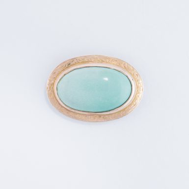 Antique 14K Variscite Pin