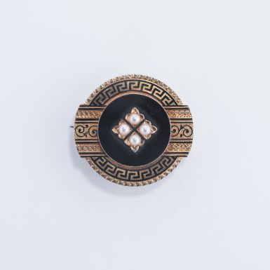 Victorian 18K Pearl Mourning Brooch