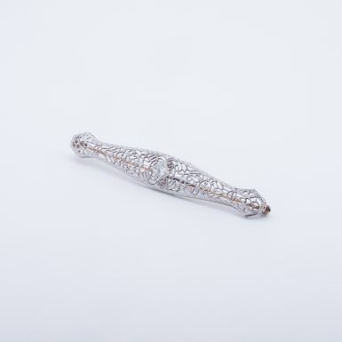 Antique 14K White and Yellow Gold Diamond Filigree Bar Pin