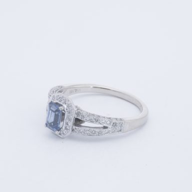 Pre-Owned 18K Halo Tanzanite and Diamond Ring