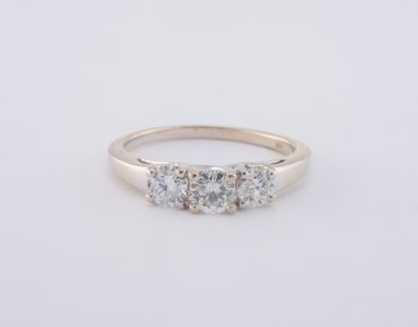 Pre-Owned 14k 3-Diamond Trellis Mount Engagement Ring