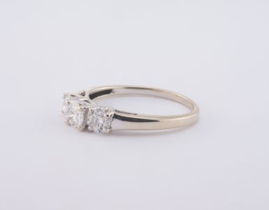 Pre-Owned 14k 3-Diamond Trellis Mount Engagement Ring