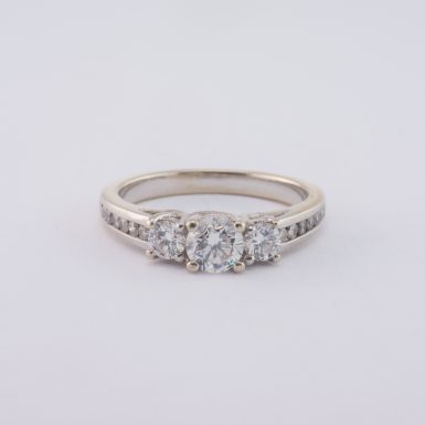 Pre-Owned Classic Journey Diamond Engagement Ring in 14 Karat White Gold