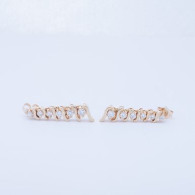 Pre-Owned 14K Diamond S-Link Drop Earrings