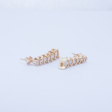 Pre-Owned 14K Diamond S-Link Drop Earrings