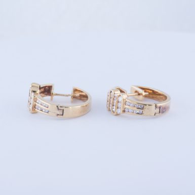 Pre-Owned, Contemporary and Elegant, 14K, Diamond Hoop Earrings with .80 Carats in Total Weight.