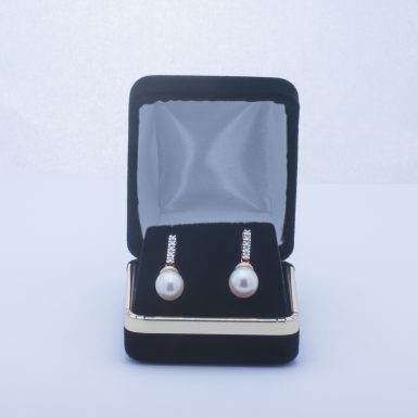 14k Pearl and Diamond Drop Style Earrings