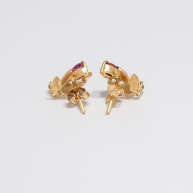 Pre-Owned 14k Ruby Leaf Earrings