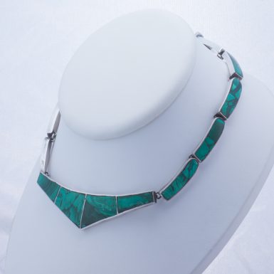 Vintage Inlaid Sterling Silver Tasco Malachite Collar