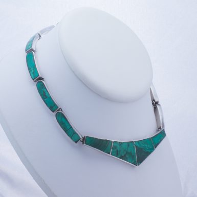 Vintage Inlaid Sterling Silver Tasco Malachite Collar