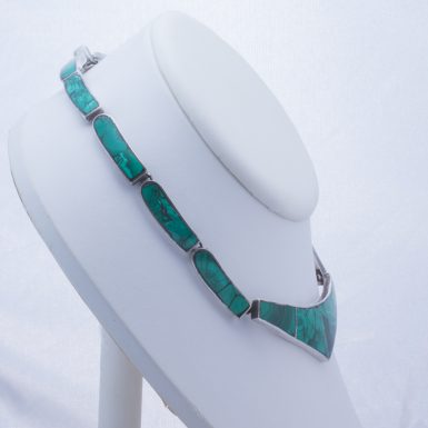 Vintage Inlaid Sterling Silver Tasco Malachite Collar